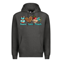 Charcoal Heather peace love teach Premium Hoodie - BundleAndBundleShop