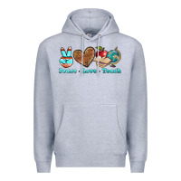 Heather Grey peace love teach Premium Hoodie - BundleAndBundleShop