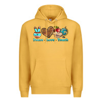 Mustard peace love teach Premium Hoodie - BundleAndBundleShop