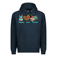 Navy peace love teach Premium Hoodie - BundleAndBundleShop