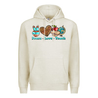 Oatmeal Heather peace love teach Premium Hoodie - BundleAndBundleShop