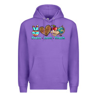 Purple peace love teach Premium Hoodie - BundleAndBundleShop