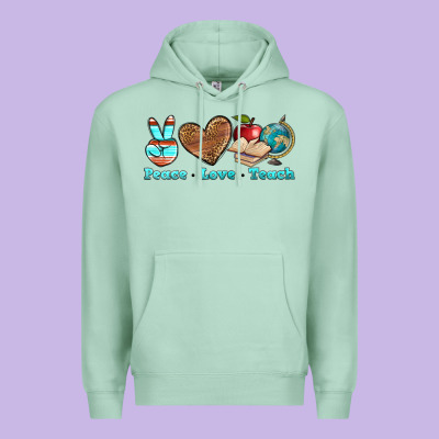 Peace Love Teach Premium Hoodie Designed By Bundleandbundleshop