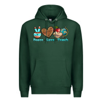 Sports Green peace love teach Premium Hoodie - BundleAndBundleShop