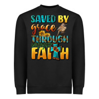 Black saved by grace through faith Heavyweight Sweatshirt - BundleAndBundleShop