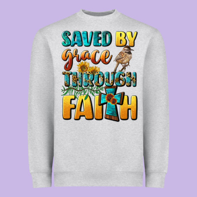 Saved By Grace Through Faith Heavyweight Sweatshirt Designed By Bundleandbundleshop