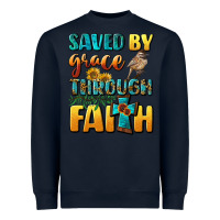 Navy saved by grace through faith Heavyweight Sweatshirt - BundleAndBundleShop