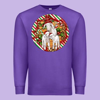 Christmas Goat Family Ornament Premium Sweatshirt Designed By Artiststas