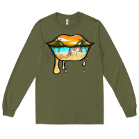 Army Green beach lips Long Sleeve Tee - Jasminsmagicworld