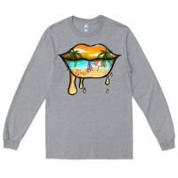 Heather Grey beach lips Long Sleeve Tee - Jasminsmagicworld