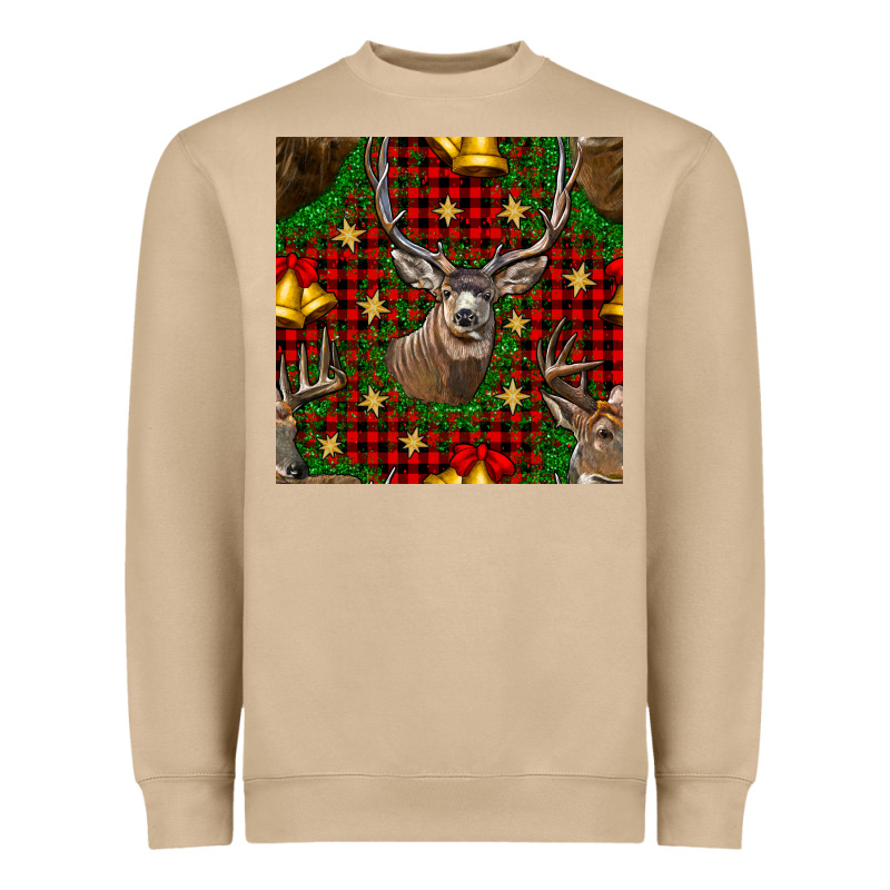 Christmas Deer And Bell Seamless Pattern Heavyweight Sweatshirt by BundleAndBundleShop | Teevron