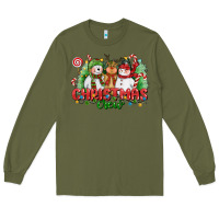 Army Green christmas crew polar bear reindeer and snowman Long Sleeve Tee - CowGirlArtShop