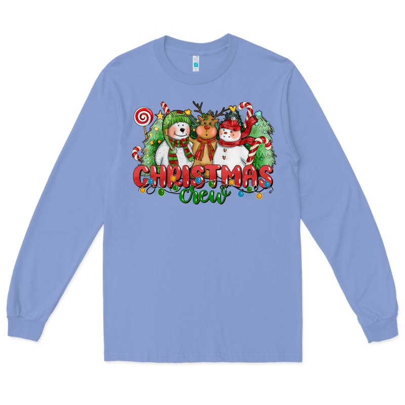 Christmas Crew Polar Bear Reindeer And Snowman Long Sleeve Tee by CowGirlArtShop | Teevron