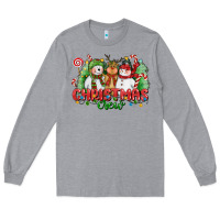 Heather Grey christmas crew polar bear reindeer and snowman Long Sleeve Tee - CowGirlArtShop