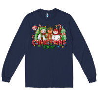 Navy christmas crew polar bear reindeer and snowman Long Sleeve Tee - CowGirlArtShop
