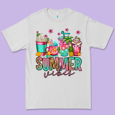 Summer Vibes Coffee Cups Premium Tee Designed By Jasminsmagicworld