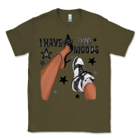 Army Green I Have Two Moods Black Sneakers Afro Girl Classic Tee - texasbilliewilder