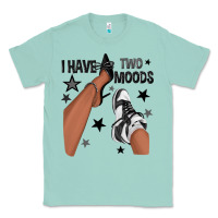 Seafoam I Have Two Moods Black Sneakers Afro Girl Classic Tee - texasbilliewilder