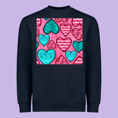Valentines Day Hearts Seamless Pattern Heavyweight Sweatshirt Designed By Bundleandbundleshop