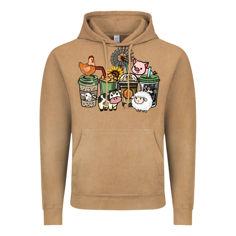 Farm Animal Coffee Cups Vintage Hoodie by HowdyJamesFarm | Teevron