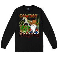 Black cowboy christmas gnome Long Sleeve Tee - CowGirlArtShop