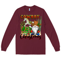 Burgundy cowboy christmas gnome Long Sleeve Tee - CowGirlArtShop