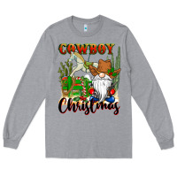 Heather Grey cowboy christmas gnome Long Sleeve Tee - CowGirlArtShop