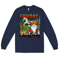 Navy cowboy christmas gnome Long Sleeve Tee - CowGirlArtShop