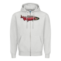 Dove Grey Chinook Salmon Fish Illustrations Zipper Hoodie - LillyAllenDesigns