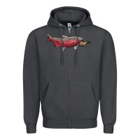 Smoke Chinook Salmon Fish Illustrations Zipper Hoodie - LillyAllenDesigns