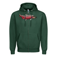 Chinook Salmon Fish Illustrations Zipper Hoodie | Teevron