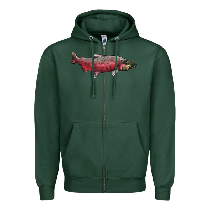 Chinook Salmon Fish Illustrations Zipper Hoodie by LillyAllenDesigns | Teevron