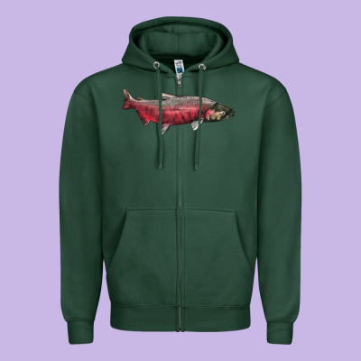 Chinook Salmon Fish Illustrations Zipper Hoodie Designed By Lillyallendesigns