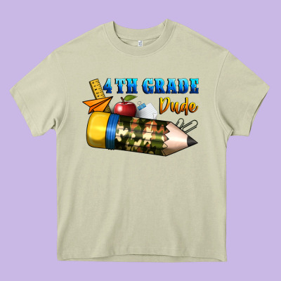 4 Th Grade Dude Heavy Core Tee Designed By Bundleandbundleshop