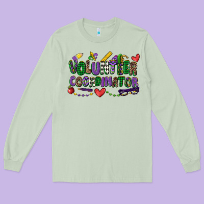 Volunteer Coordinator Mardi Gras Cowgirl Long Sleeve Tee Designed By Cowgirlartshop