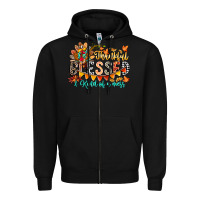 Black Thankful Blessed Kind Of Mess Zipper Hoodie - CowhideDigitalArt
