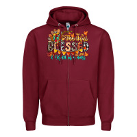 Burgundy Thankful Blessed Kind Of Mess Zipper Hoodie - CowhideDigitalArt