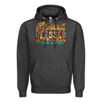 Charcoal Heather Thankful Blessed Kind Of Mess Zipper Hoodie - CowhideDigitalArt