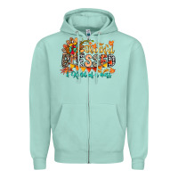 Seafoam Thankful Blessed Kind Of Mess Zipper Hoodie - CowhideDigitalArt