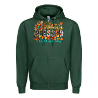 Sports Green Thankful Blessed Kind Of Mess Zipper Hoodie - CowhideDigitalArt