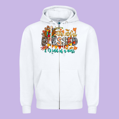 Thankful Blessed Kind Of Mess Zipper Hoodie Designed By Cowhidedigitalart