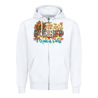 White Thankful Blessed Kind Of Mess Zipper Hoodie - CowhideDigitalArt