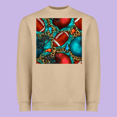 American Football Helmet With Leopard And Gemstone Heavyweight Sweatshirt Designed By Bundleandbundleshop