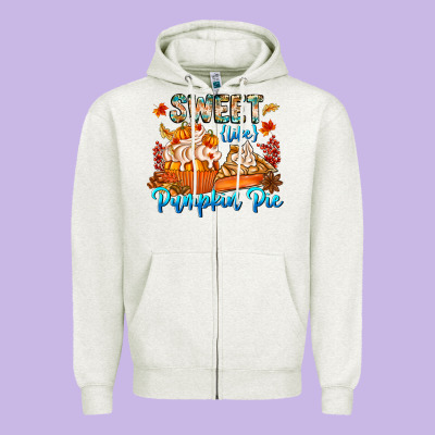 Sweet Like Pumpkin Pie Zipper Hoodie Designed By Cowhidedigitalart
