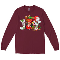 Burgundy christmas joy girl gnome Long Sleeve Tee - CowGirlArtShop