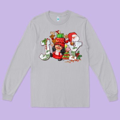 Christmas Joy Girl Gnome Long Sleeve Tee Designed By Cowgirlartshop