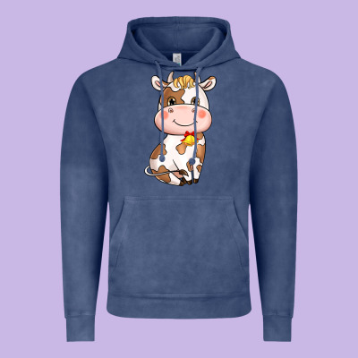 Cartoon Cow Vintage Hoodie Designed By Howdyjamesfarm