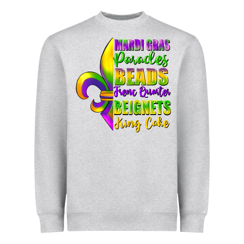 Mardi Gras Parades Beads French Quarter Beignets Heavyweight Sweatshirt by FaDigitalArtStudio | Teevron