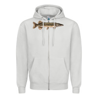 Dove Grey Northern Pike Fish Illustrations Zipper Hoodie - LillyAllenDesigns