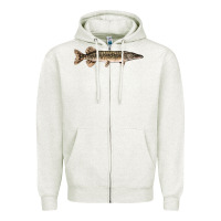 Oatmeal Heather Northern Pike Fish Illustrations Zipper Hoodie - LillyAllenDesigns